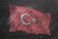 National Flag of Turkey. Chalk drawn illustration.