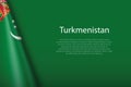 national flag Turkmenistan isolated on background with copyspace