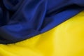 National flag of Ukraine close travel concept silk fabric background