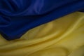 National flag of Ukraine close banner motion silk fabric background