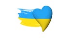 National flag of Ukraine, creative grunge brushstroke flag on isolated background, mockup heart, concept of politics, global