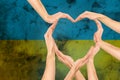The national flag of Ukraine, female hands. The concept of patriotism, respect and solidarity with the citizens of Royalty Free Stock Photo