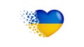 National flag of Ukraine in heart illustration. With love to Ukraine country. The national flag of Ukraine fly out small hearts