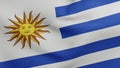 National flag of Uruguay waving 3D Render, Oriental Republic of Uruguay flag textile designed by Joaquin Suarez, coat of