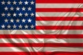 National flag of the USA country on luxurious texture of satin, silk with waves, travel concept, immigration, politics