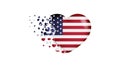National flag of USA in heart illustration. With love to USA country. The national flag of USA fly out small hearts Royalty Free Stock Photo