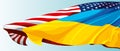 The national flag of the USA and Ukraine