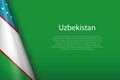 national flag Uzbekistan isolated on background with copyspace