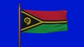National flag of Vanuatu waving 3D Render with flagpole on chroma key, Republic of Vanuatu flag textile by Kalontas