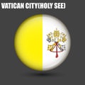 The national flag of the Vatican is in the shape of a circle.Vector.Round 3d flag icon withhigh detail.Spherical illustration of Royalty Free Stock Photo