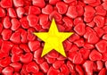 National flag of Vietnam is made of hearts. 3D rendering and 3D illustration