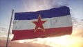 The national flag of Yugoslavia flutters in the wind. 3d rendering