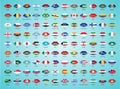 National flags from all over the world with Lipstick On The Lips On A White Background. Vector Illustration