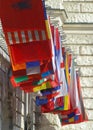 National flags flying in Vienna Austria