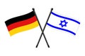 National flags of Germany and Israel on the sticks