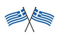 National flags of Greece crossed on the sticks