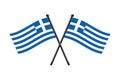 National flags of Greece crossed on the sticks