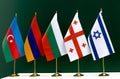 National flags of Israel, Georgia, Bulgaria, Armenia and Azerbaijan