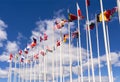 National flags on the masts. The flags of the United States, Germany, Belgium, Italia,Israel, Turkey