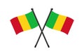 National flags of Republic of Mali crossed on the sticks