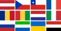 National flags of several countries in compliance with the size and colors Yemen, Italian, Romanian, Ukraine, Sierra