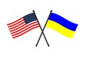 national flags of Ukraine and Usa crossed on the sticks Royalty Free Stock Photo