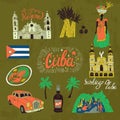 Illustrated tourist set of Cuba.