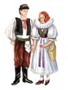 National folk Czech Republic Moravia region Hana costume girl and boy. Czech and Moravia traditions and culture. Royalty Free Stock Photo