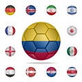 National football ball of Colombia. Detailed set of national soccer balls. Premium graphic design. One of the collection icons for