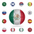 National football ball of Mexico. Detailed set of national soccer balls. Premium graphic design. One of the collection icons for