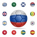 National football ball of Russia. Detailed set of national soccer balls. Premium graphic design. One of the collection icons for