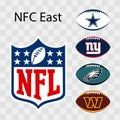 National Football League NFL, NFL 2022. NFC East. Dallas Cowboys, Washington Football Team, Philadelphia Eagles, New York Giants. Royalty Free Stock Photo