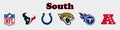 National Football League NFL, NFL 2022. Season 2021-2022. AFC South. Tennessee Titans, Indianapolis Colts, Houston Texans,