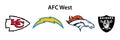 National Football League NFL, NFL 2022. Season 2021-2022. AFC West. Kansas City Chiefs, Los Angeles Chargers, Denver Broncos, Las