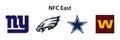 National Football League NFL, NFL 2022. Season 2021-2022. NFC East. Dallas Cowboys, Washington Football Team, Philadelphia Eagles