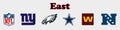 National Football League NFL, NFL 2022. Season 2021-2022. NFC East. Dallas Cowboys, Washington Football Team, Philadelphia Eagles Royalty Free Stock Photo