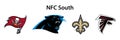 National Football League NFL, NFL 2022. Season 2021-2022. NFC South. Tampa Bay Buccaneers, Atlanta Falcons, New Orleans Saints, Royalty Free Stock Photo