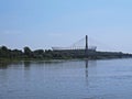 National Football Stadium at River Bank with Swietokrzyski Bridge, Warsaw, Poland, May 2018
