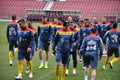National Football Team of Romania during a training session against Spain Royalty Free Stock Photo