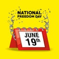 National freedom day with calendar and chain