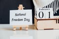 National Freedom Day of winter month calendar 1 first february Royalty Free Stock Photo