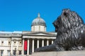 National Gallery London with bronze lion Royalty Free Stock Photo