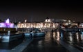 National Gallery at Trafalgar Square in London at night Royalty Free Stock Photo