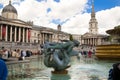 National Gallery and Trafalgar Square with lots of tourists Royalty Free Stock Photo