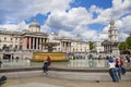 National Gallery and Trafalgar Square with lots of tourists Royalty Free Stock Photo