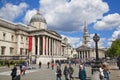 National Gallery and Trafalgar Square with lots of tourists Royalty Free Stock Photo