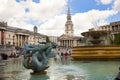 National Gallery and Trafalgar Square with lots of tourists Royalty Free Stock Photo