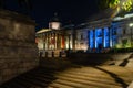 The National Gallery, Trafalgar Square at night in London, England, UK Royalty Free Stock Photo