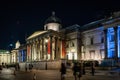 The National Gallery, Trafalgar Square at night in London, England, UK Royalty Free Stock Photo
