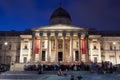 The National Gallery at Trafalgar Square at night in London Royalty Free Stock Photo